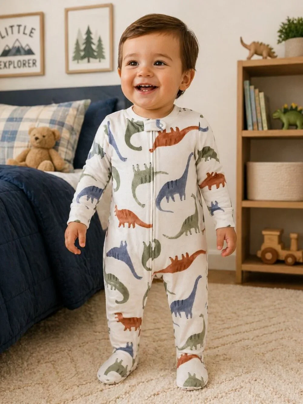 NWT Carter’s Set of 2 Dinosaur Footed Pajamas 18M | Super Soft Toddler Boy